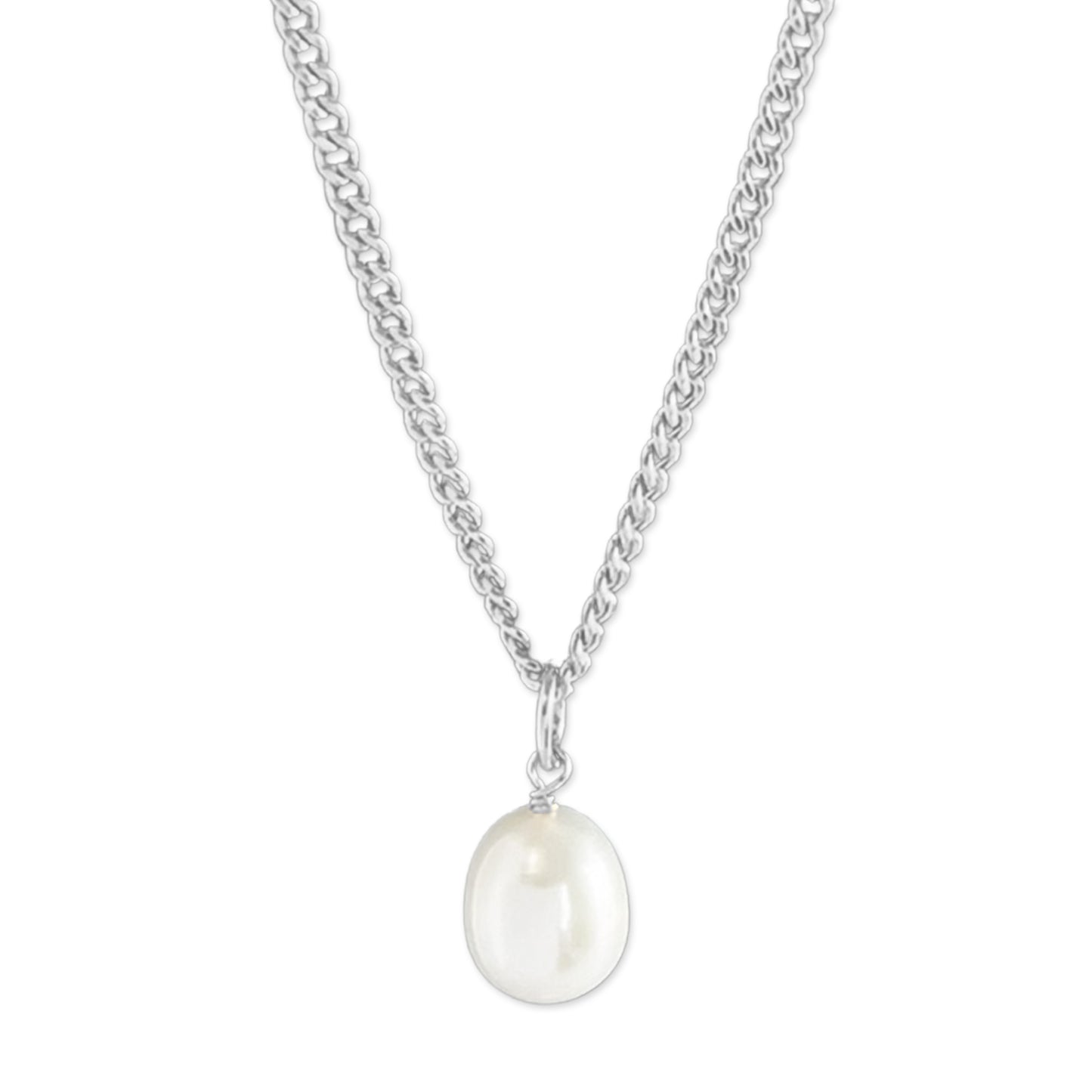 Curb Chain Necklace with Freshwater Pearl