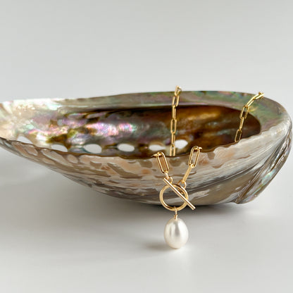 Nicola Paperclip Chain Pearl Necklace