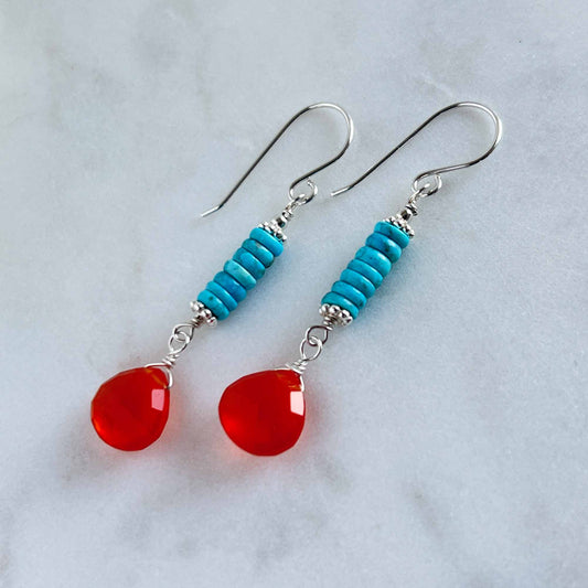 Carnelian and Turquoise Earrings