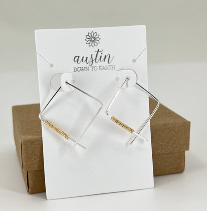 Mixed Metal Square Hoop Earrings