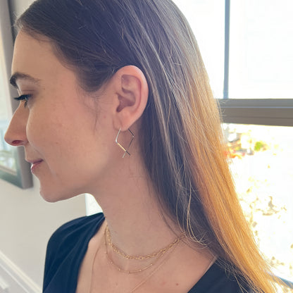 Mixed Metal Square Hoop Earrings