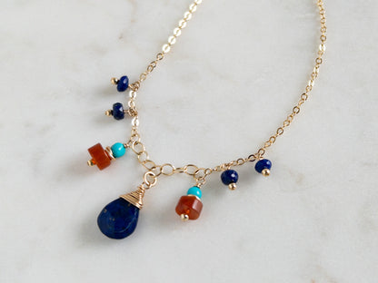 Lapis, Carnelian and Turquoise Necklace