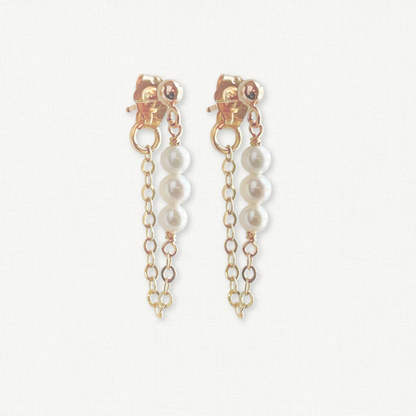 Gigi Front Back Earrings | Freshwater Pearl Chain Earrings