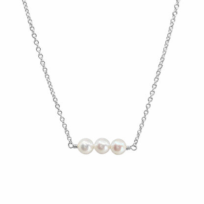 sterling silver chain with 3 pearls on Lucia Add A Pearl Necklace