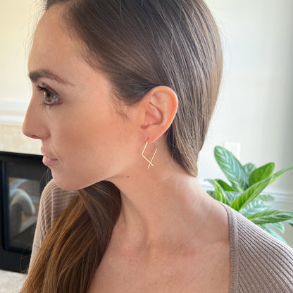 Mixed Metal Square Hoop Earrings