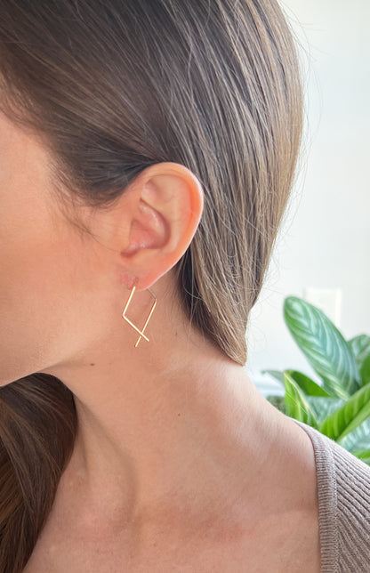 Mixed Metal Square Hoop Earrings