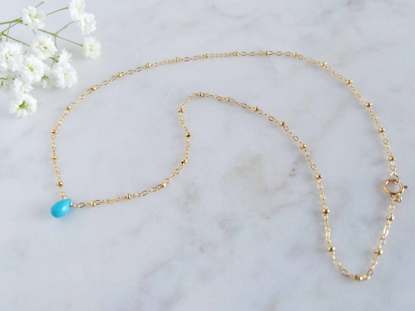 Tiny Sleeping Beauty Turquoise Necklace