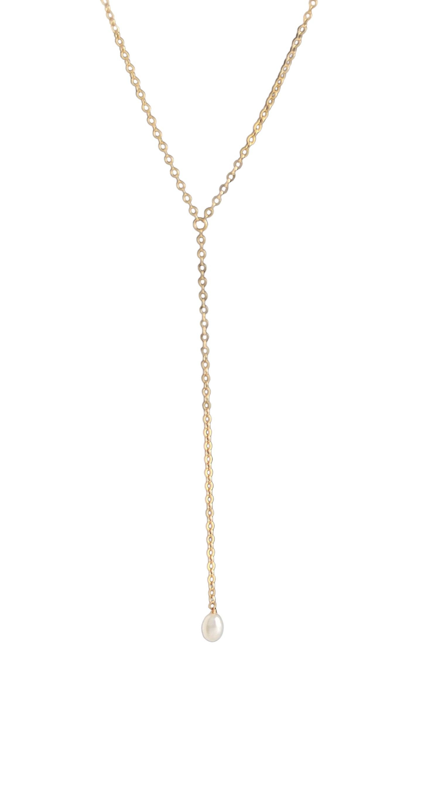 Tiny Pearl Lariat Necklace