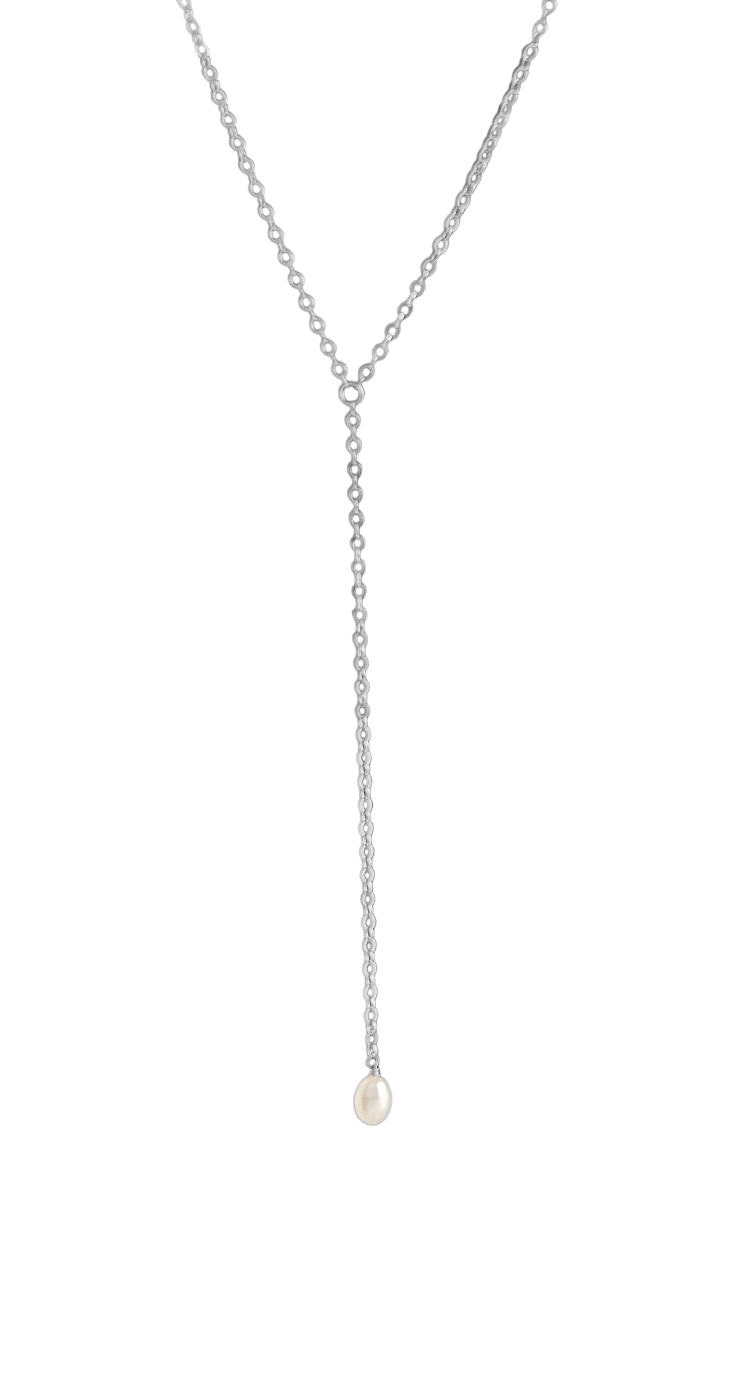 Tiny Pearl Lariat Necklace