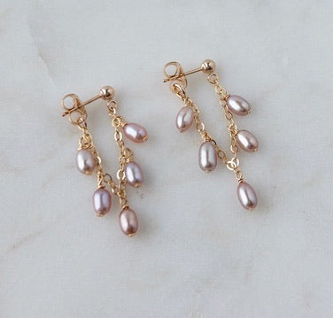 Blush Pearl Front Back Earrings