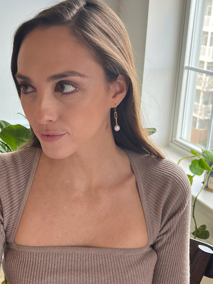 Nicola Lever Back Pearl Earrings