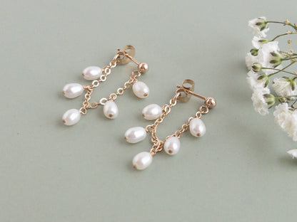 Rosa Tiny White Pearl Front Back Earrings
