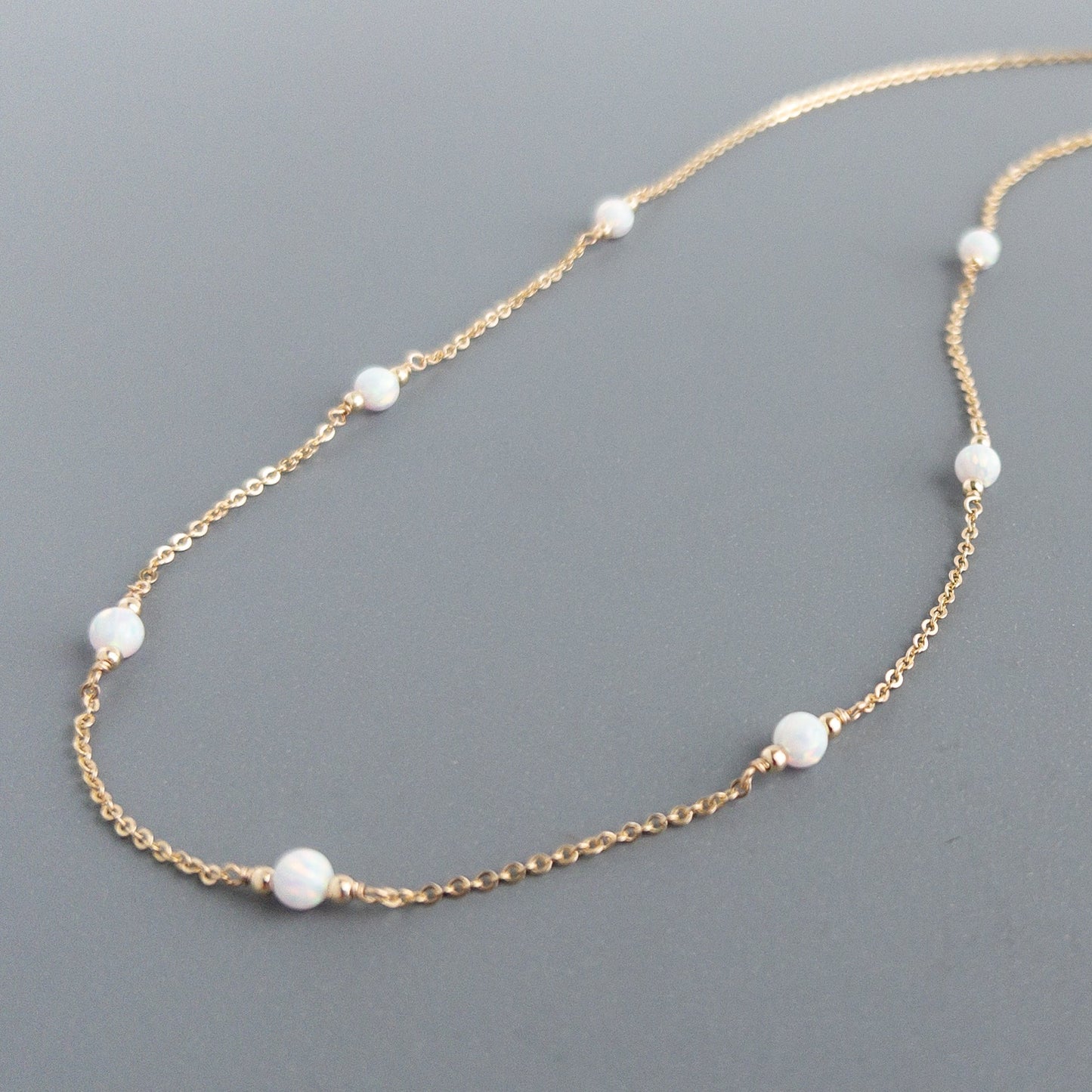 White Opal Station Necklace