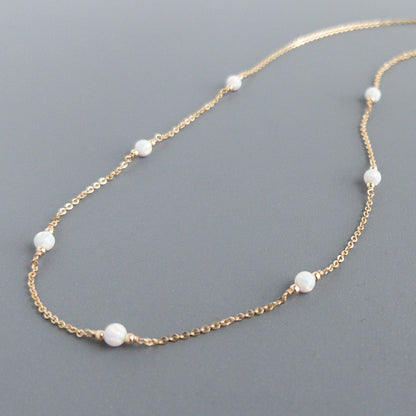 White Opal Station Necklace