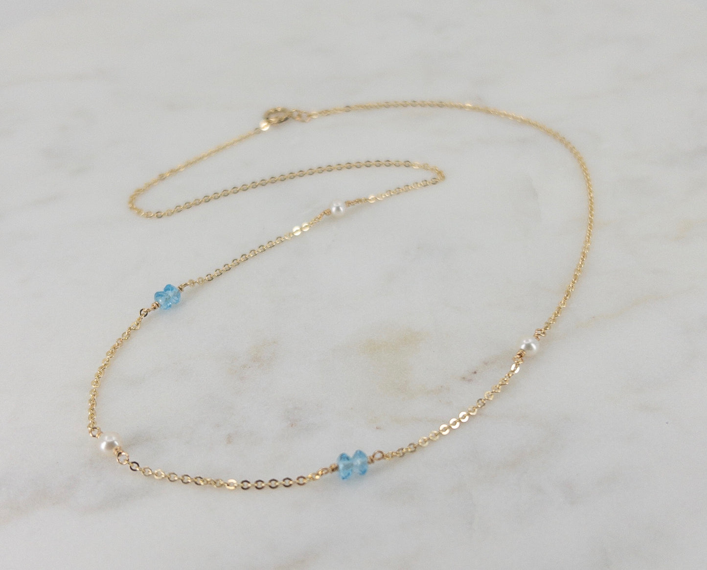 Blue Topaz and Pearl Necklace