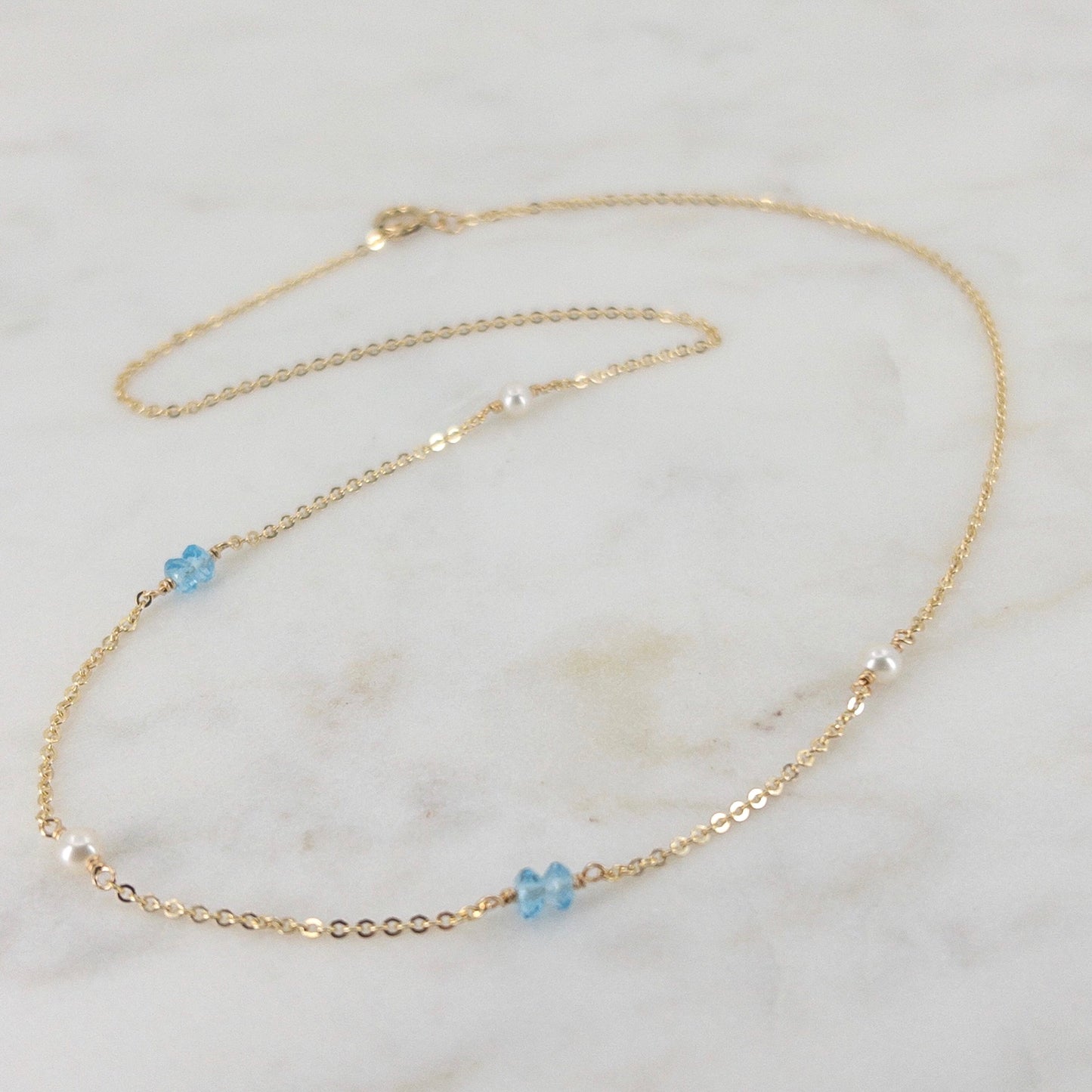 Blue Topaz and Pearl Necklace