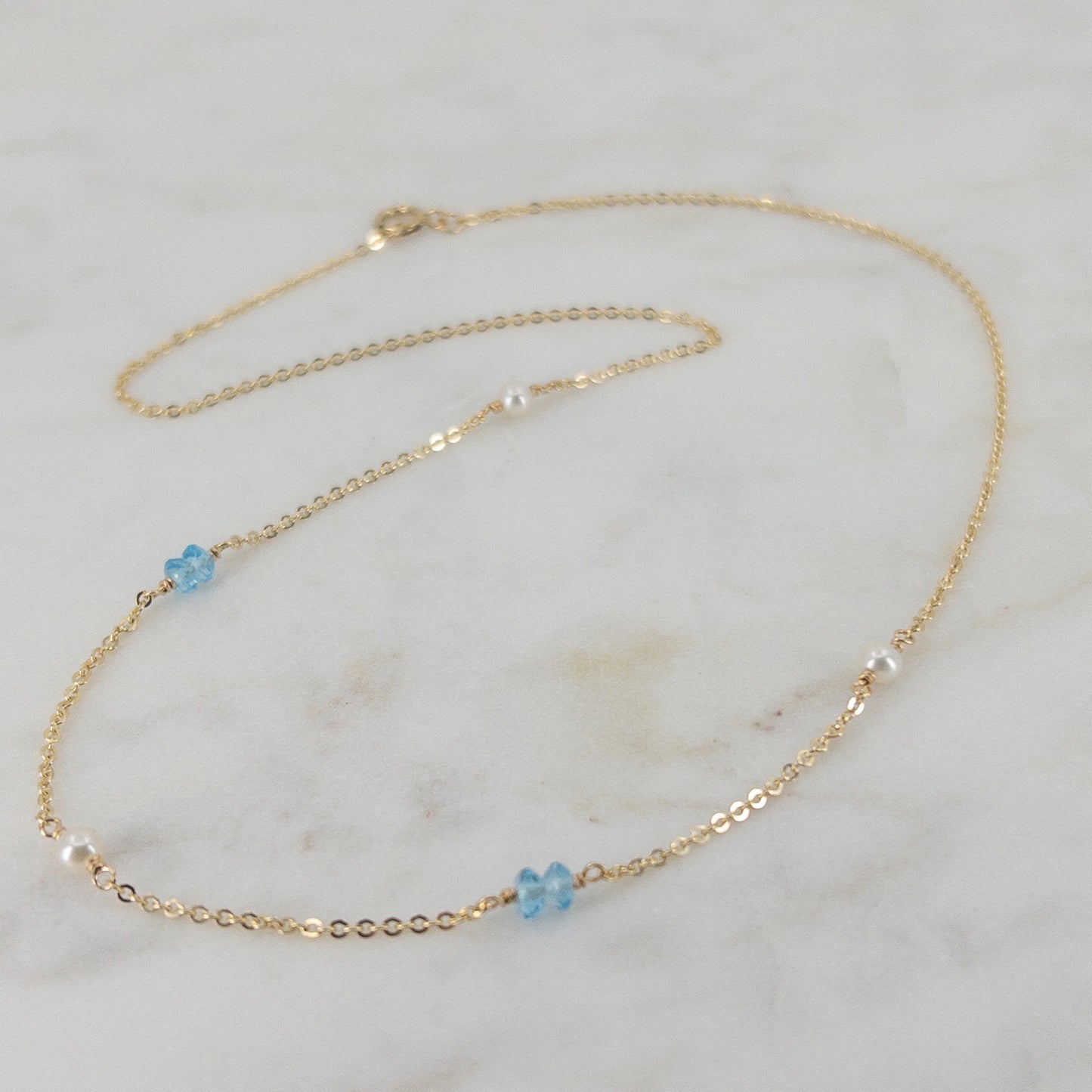 Blue Topaz and Pearl Necklace