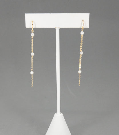 Gigi Long Pearl Earrings | Tiny Pearl Threaders