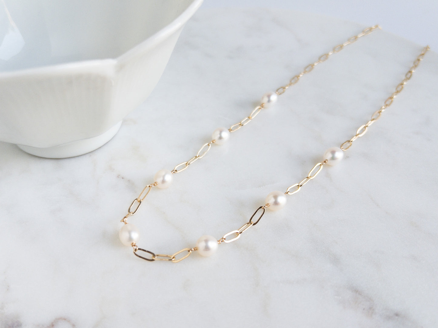 Nicola Paperclip Chain and Pearl Necklace