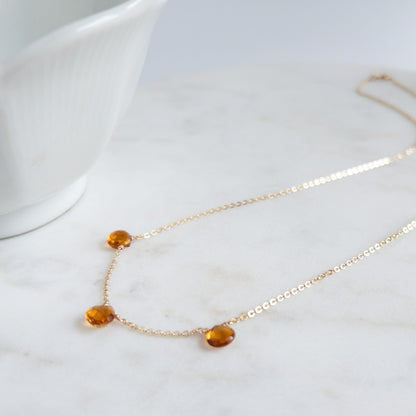 Triple Citrine Necklace | November Birthstone
