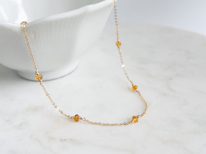 Citrine Station Necklace | November Birthstone