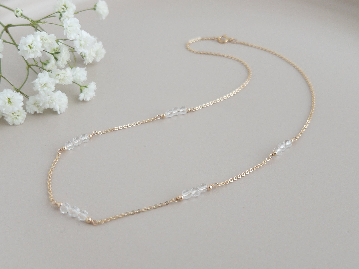 Crystal Quartz Station Necklace