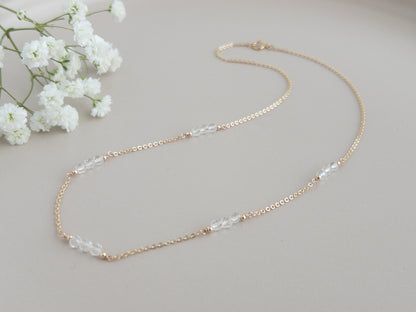 Crystal Quartz Station Necklace