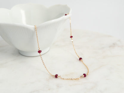 Large Ruby Station Necklace | July Birthstone