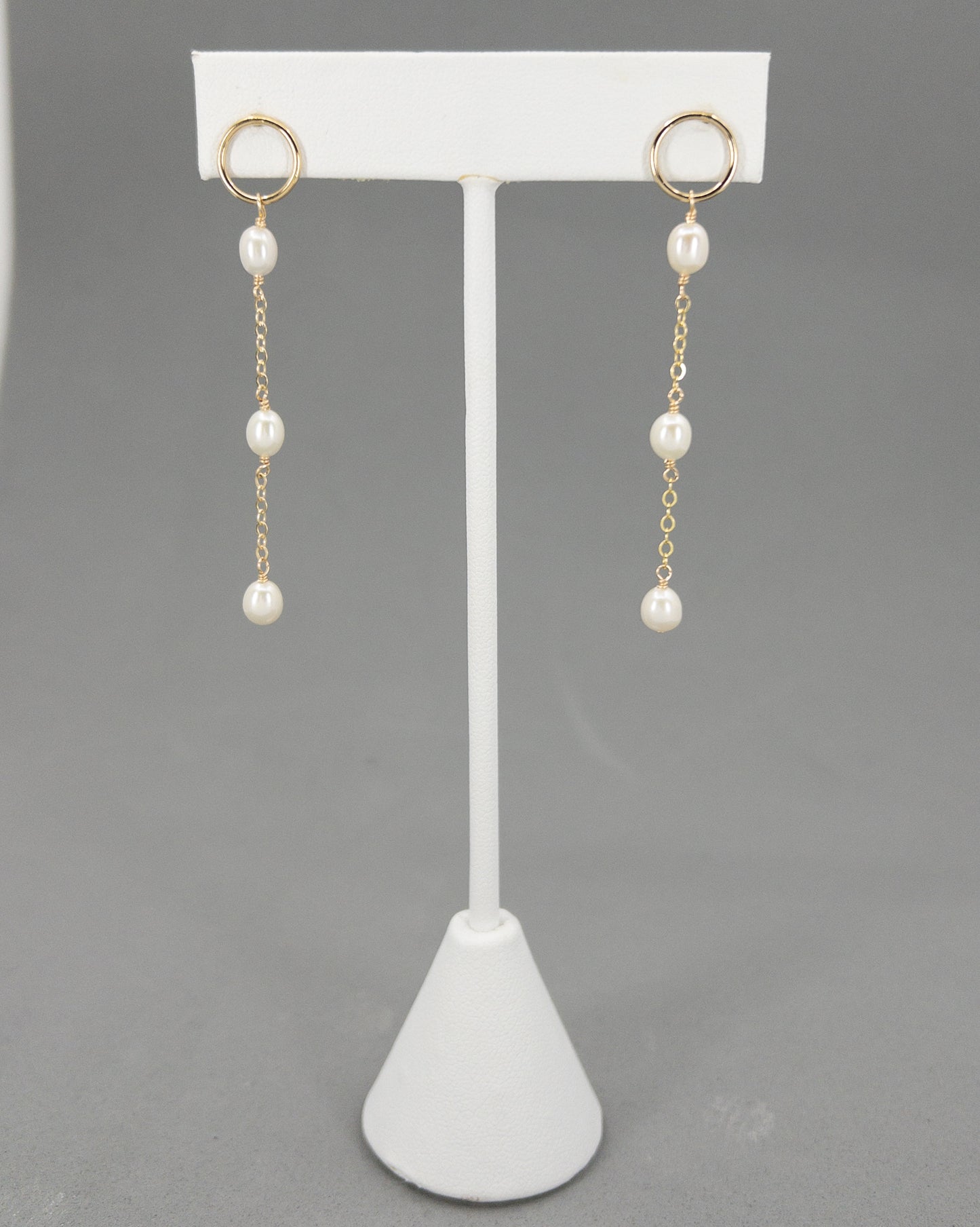 Contemporary Long Pearl Earrings