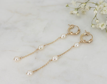 Rosa Huggie Pearl Hoop Earrings