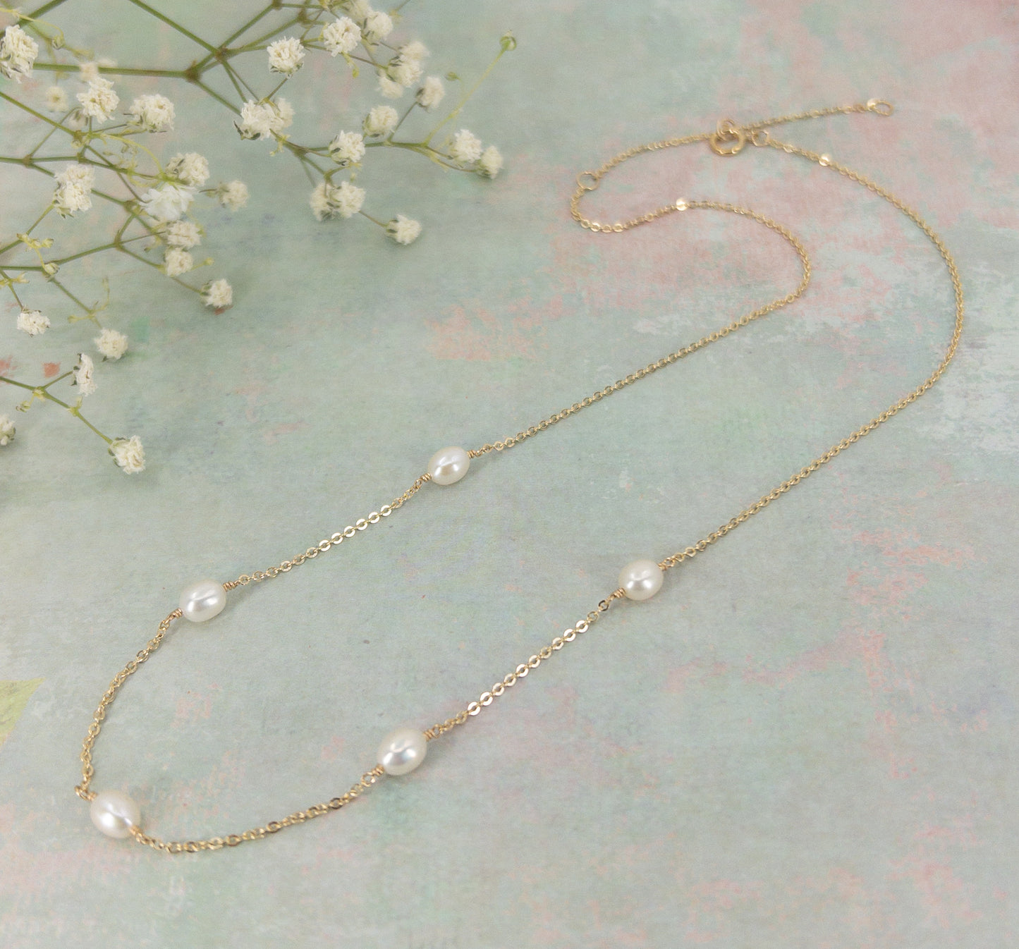 Freshwater Pearl Necklace - Dainty Rice Pearl Necklace