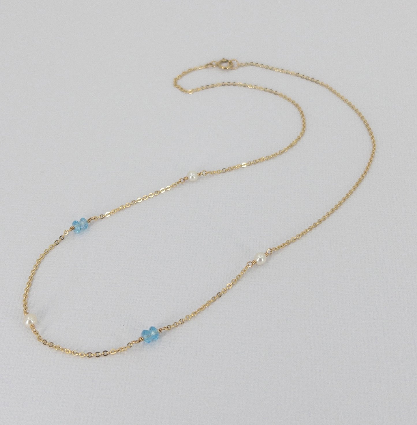 Blue Topaz and Pearl Necklace