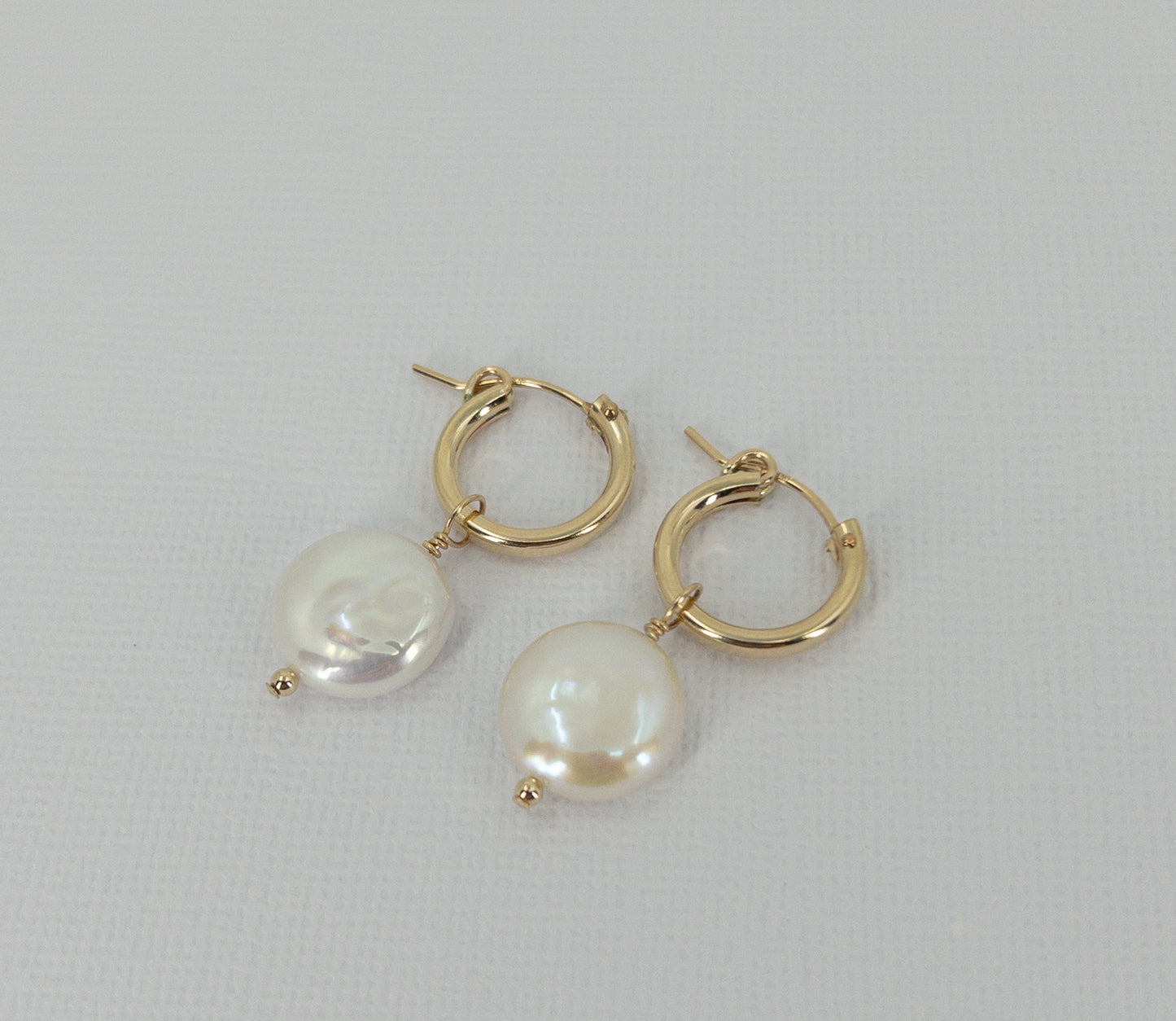 Coin Pearl Hoop Earrings