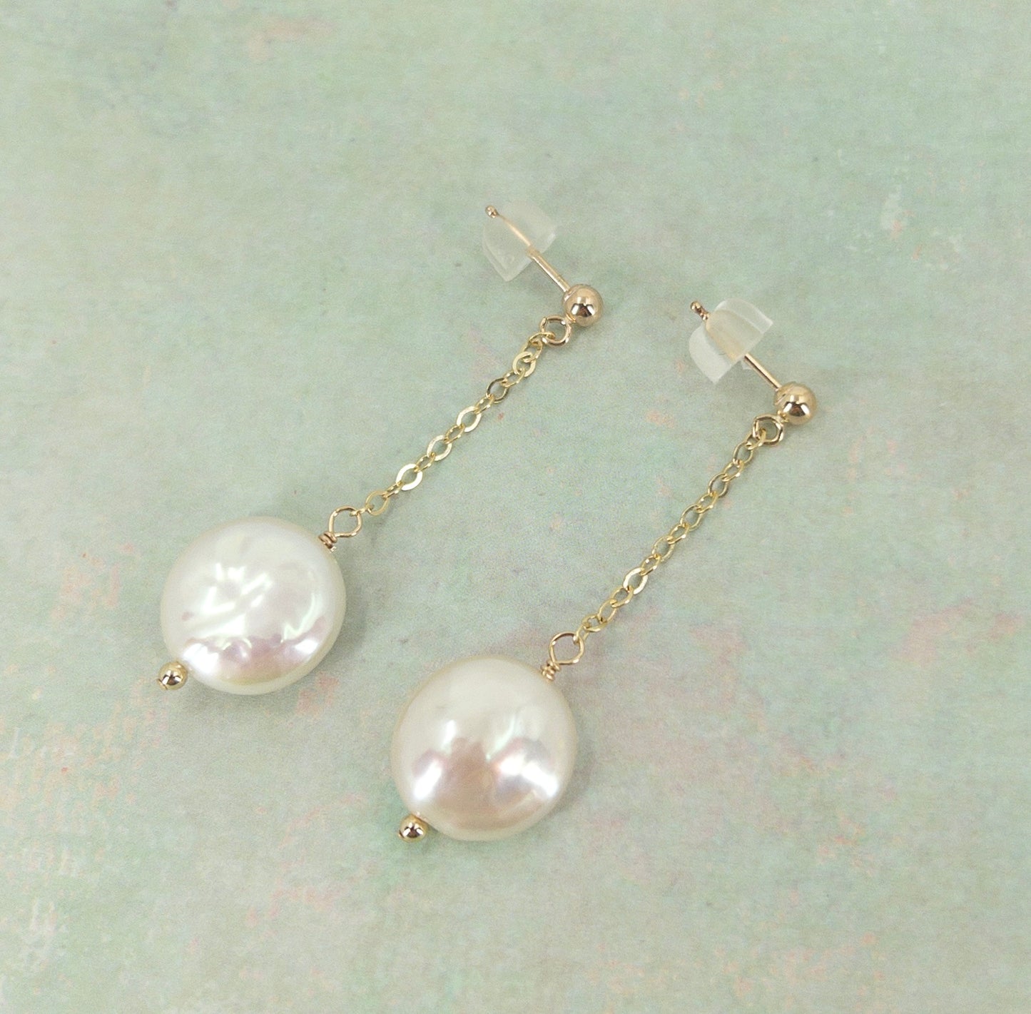 Coin Pearl Dangle Earrings