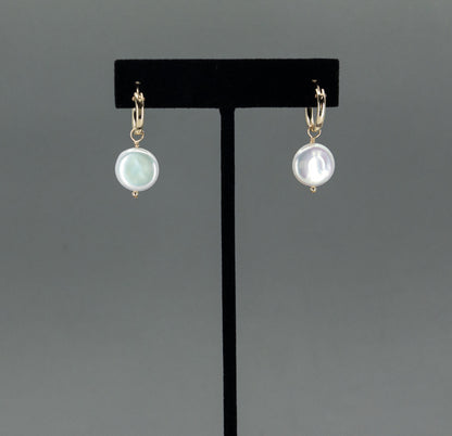 Coin Pearl Hoop Earrings
