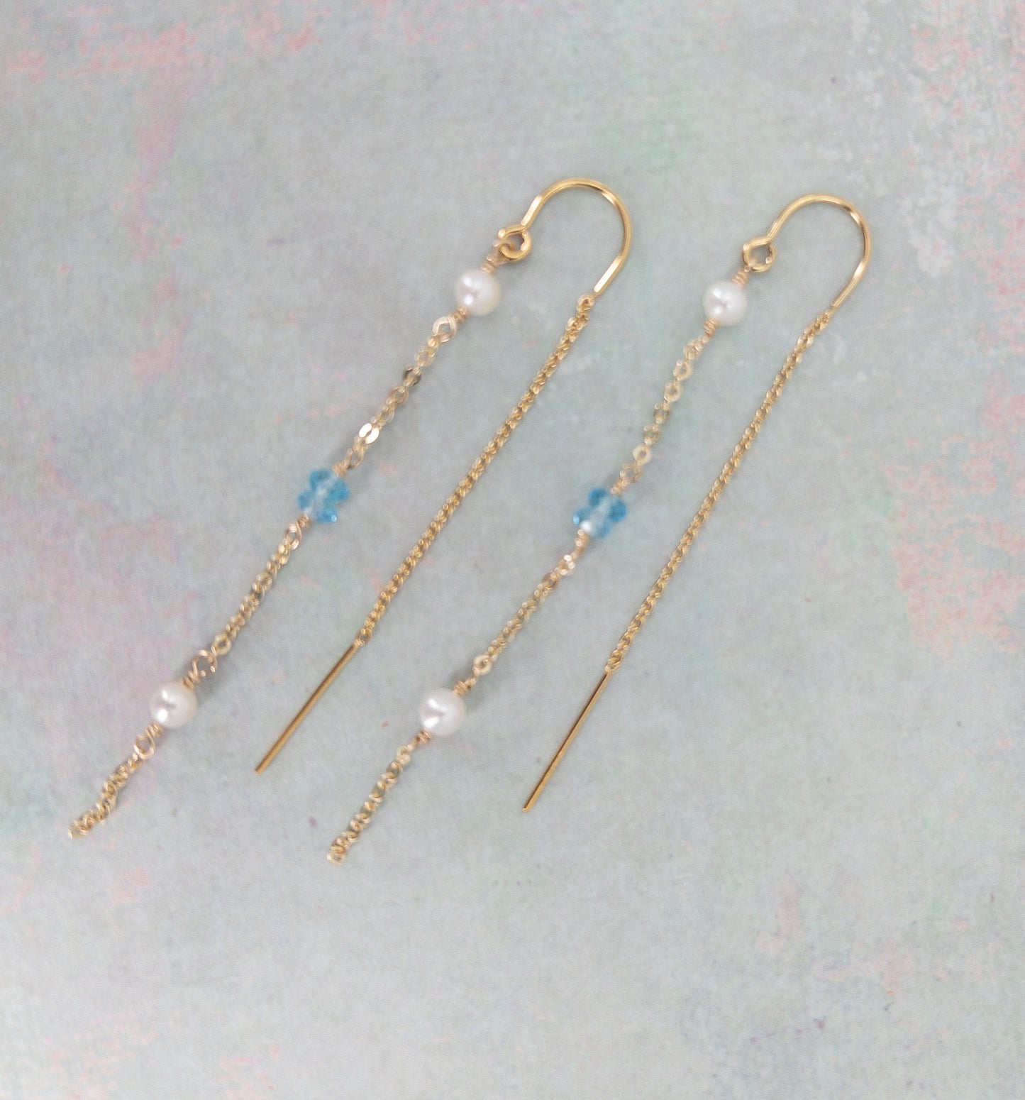 Blue Topaz and Pearl Earrings