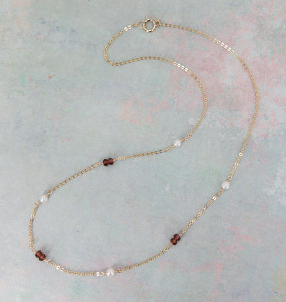 Garnet and Pearl Necklace