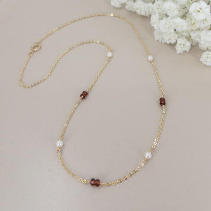 Garnet and Pearl Necklace