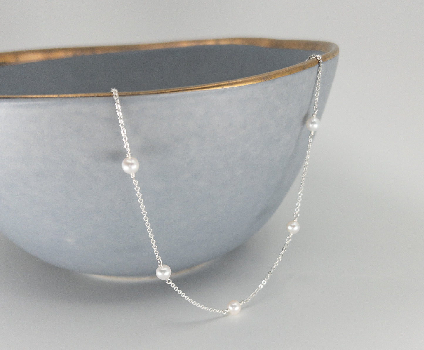 Dainty Pearl Station Necklace