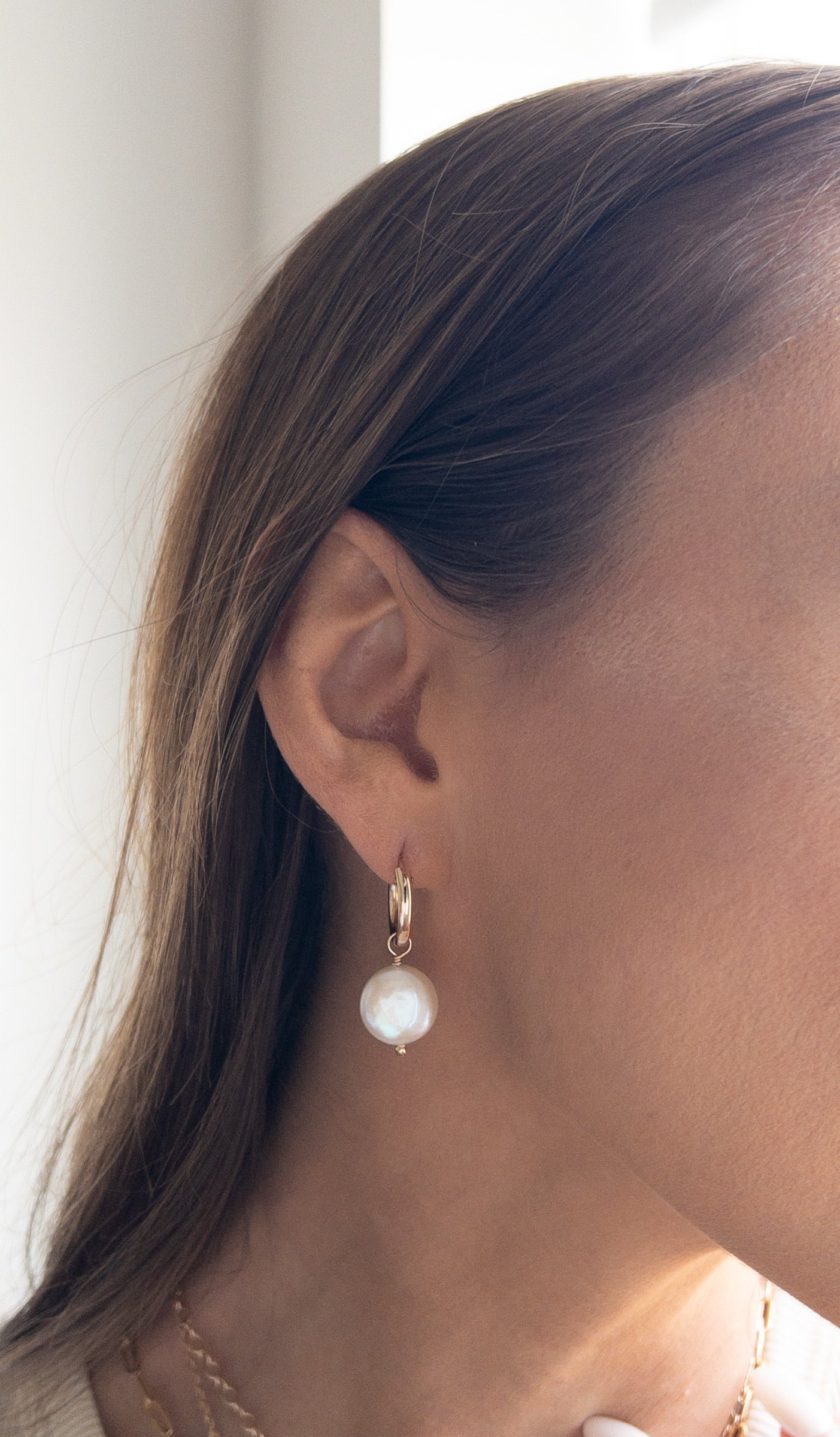 Coin Pearl Hoop Earrings