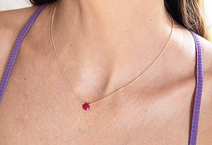 model wearing 16 inch ruby necklace