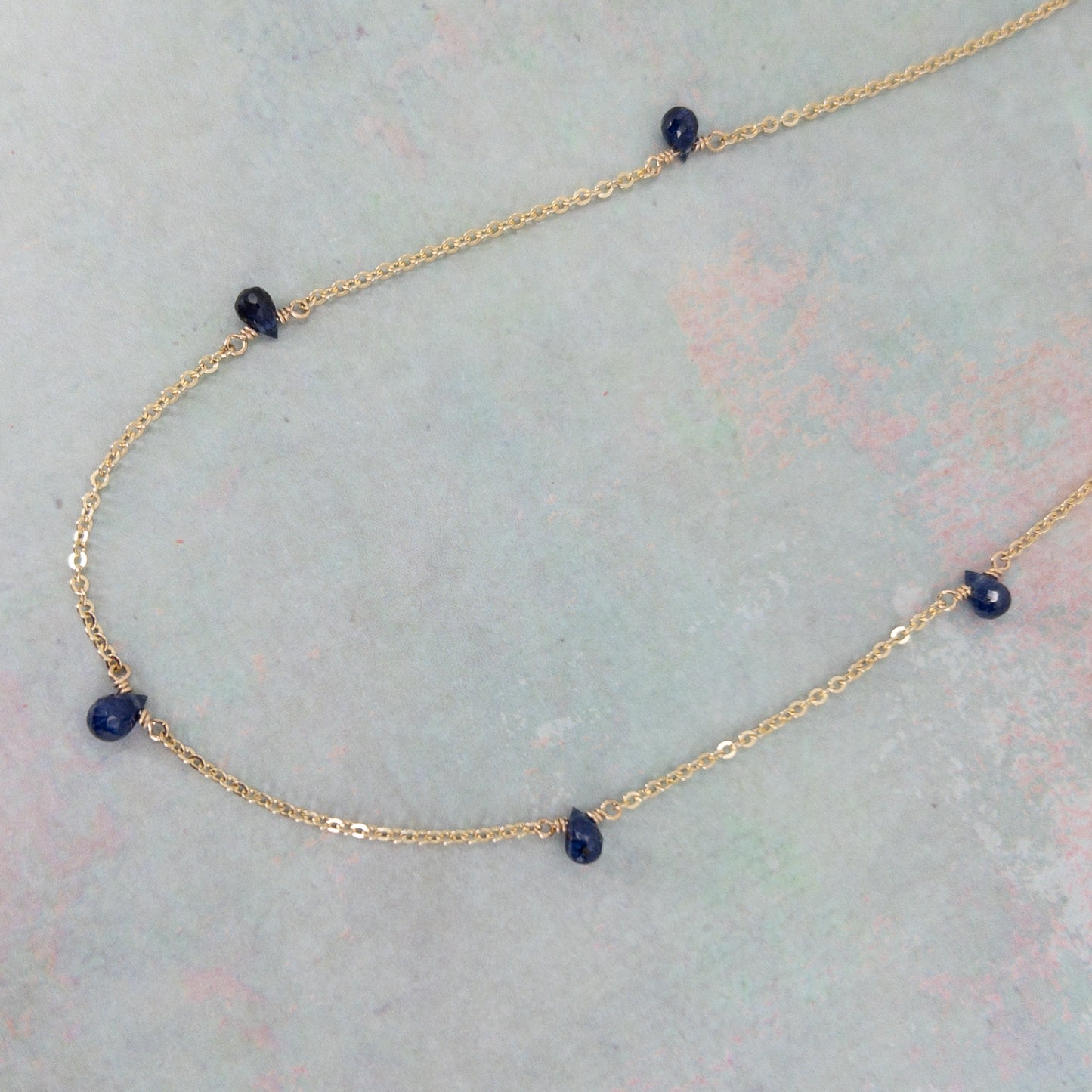 Blue Sapphire Station Necklace