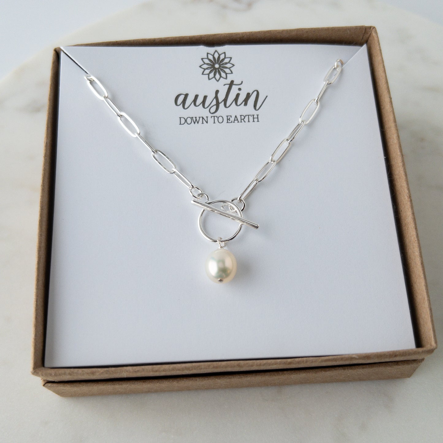 Nicola Paperclip Chain Pearl Necklace
