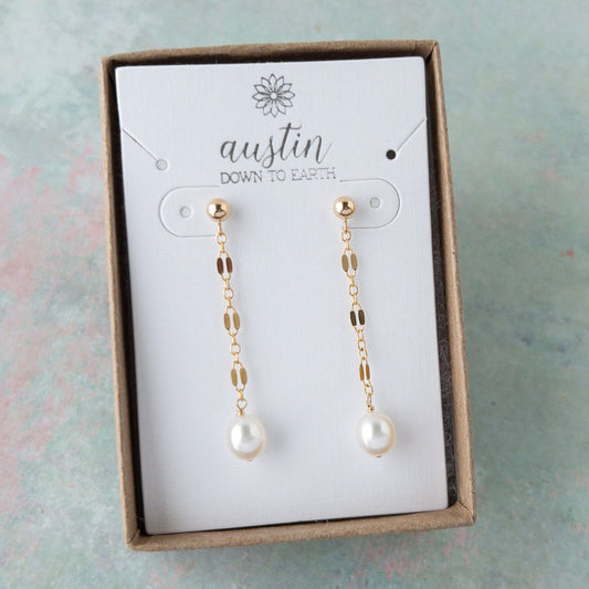 Isabella Pearl Dangle Earrings in Gift box.  