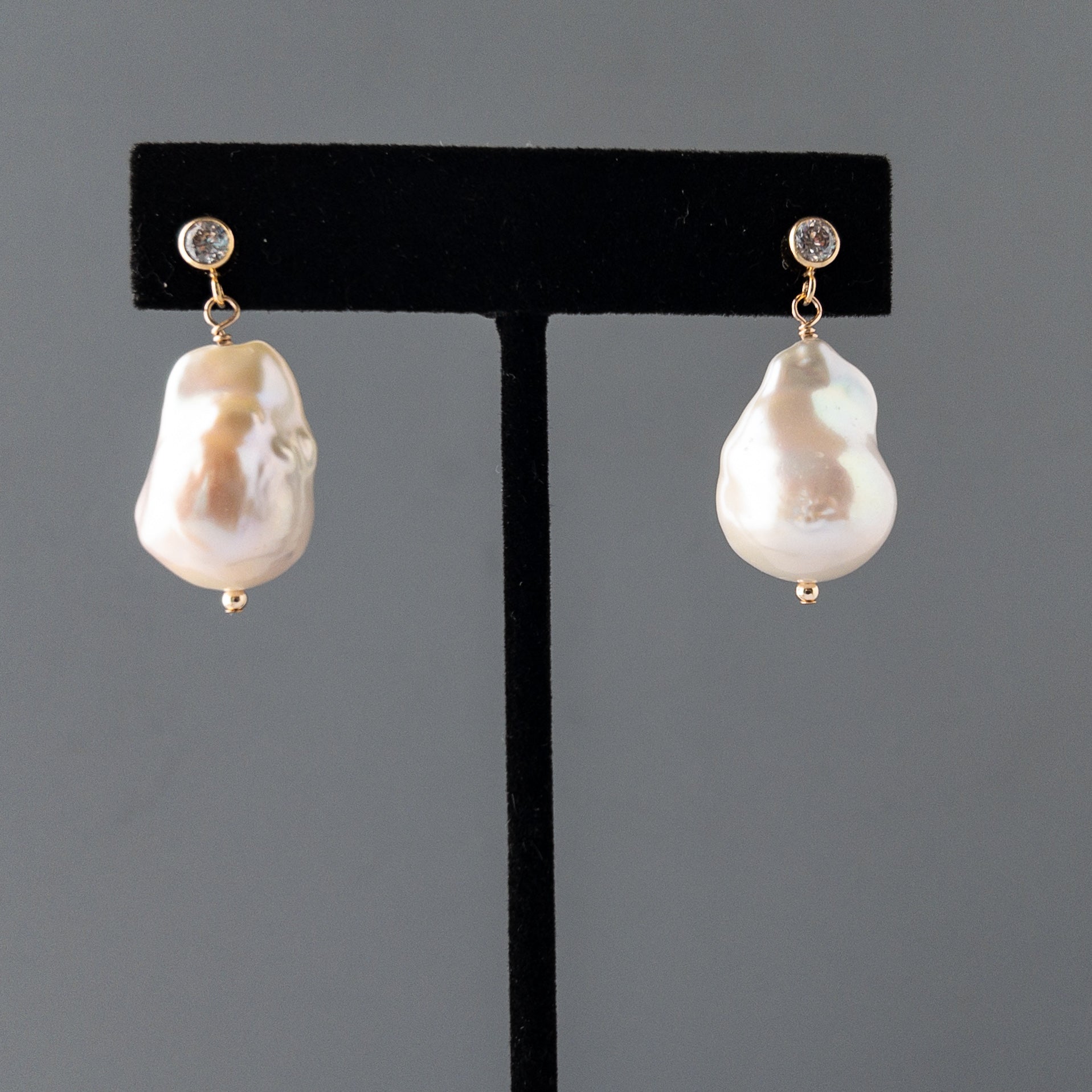 large pearls on cz studs