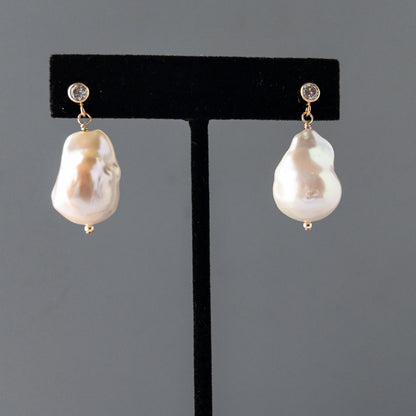 large pearls on cz studs