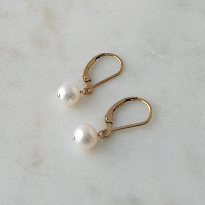 Lucia Leverback Pearl Earrings Dangle