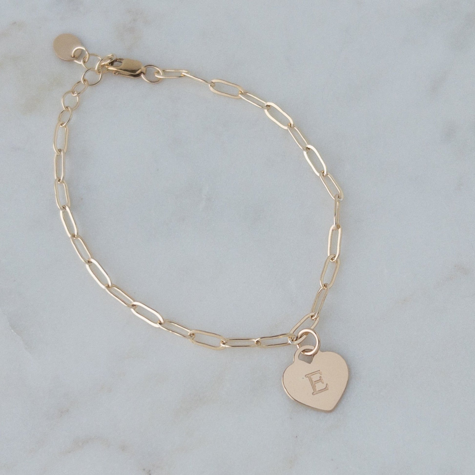 14k gold filled personalized charm bracelet with letter