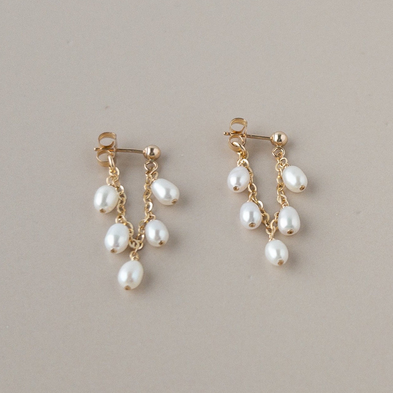 Rosa Tiny White Pearl Front Back Earrings