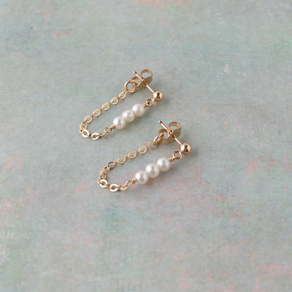 Gigi Front Back Earrings | Freshwater Pearl Chain Earrings